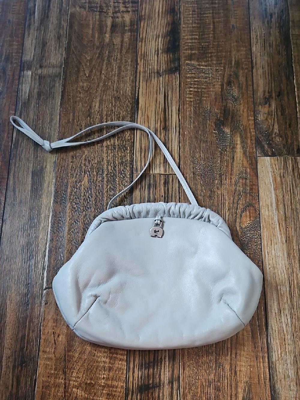 Vintage Etienne Aigner Soft Blue-Gray Leather Shoulder Bag